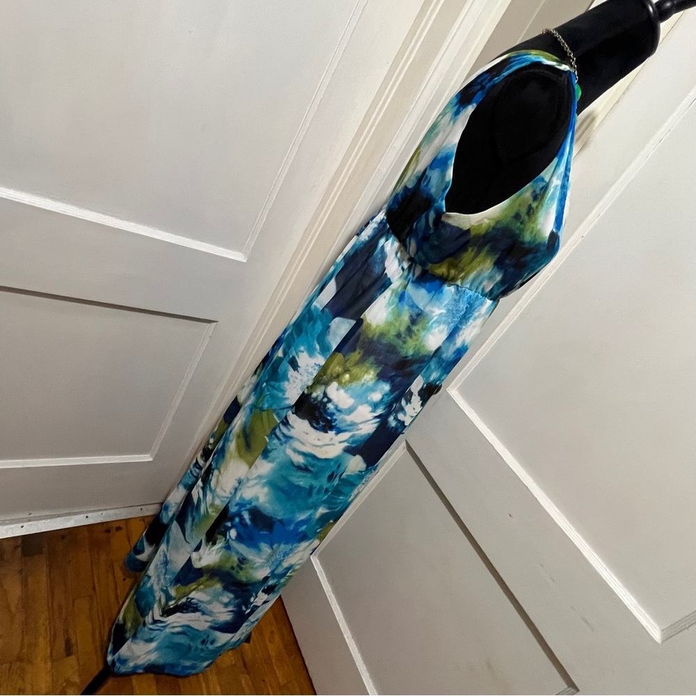 Motherhood Vibrant Blue and Green Maxi Dress Womens Small - Picture 11 of 14